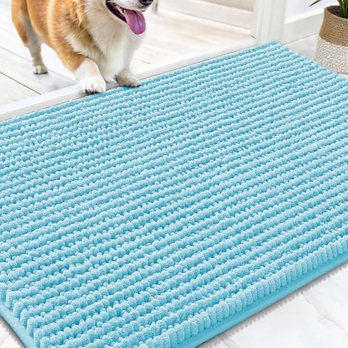 OLANLY Dog Door Mat for Muddy Paws 30x20, Extra Absorbent Chenille Mud Mat