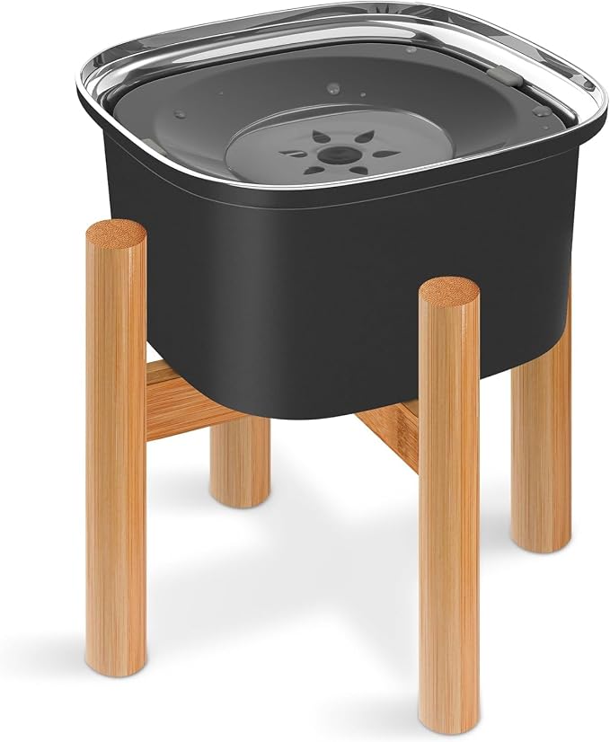Decflow 3L Elevated Dog Water Bowl, Stainless Steel Raised Slow Water Bowl with Stand, Large Capacity No Spill Dog Dispenser for Small, Medium and Large Dogs | Raised Feeder with Wood Stand, spill proof Design, Large Capacity, for Small Medium Large Do...