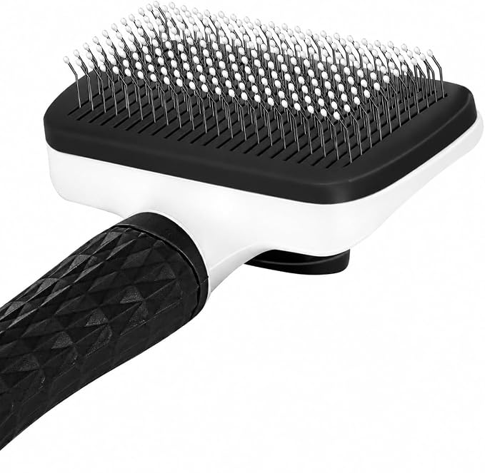 Self-Cleaning Slicker Brush, Dog Cat Bunny Pet Grooming Shedding Brush, Easy to Remove Loose Undercoat, Pet Massaging Tool Suitable for Pets with Long or Short Hair (Black)
