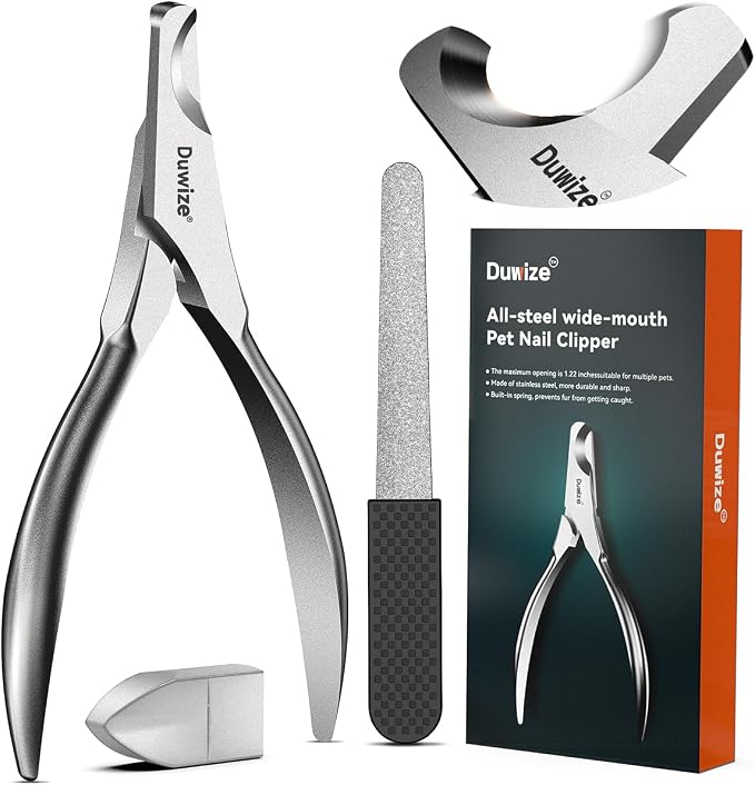 Dog Nail Clippers - All Steel Material, 1.22-Inch Large Opening, Built-in Spring, No Fur Pinch, for Medium to Large Dogs and Cats, Professional Pet Nail Trimmers, with Free Nail File (Matte)
