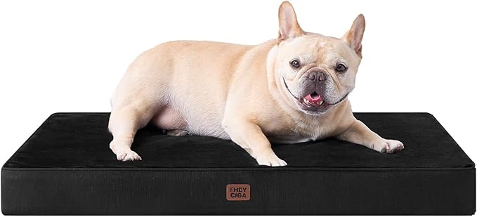 EHEYCIGA Washable Dog Crate Bed for Medium Dogs, 30x20Inch, Black | High Density Egg Crate Foam, Orthopedic Memory Foam, Removable Easy Clean Cover, Non-Slip Bottom, Fits Crate, Floor and Sofa