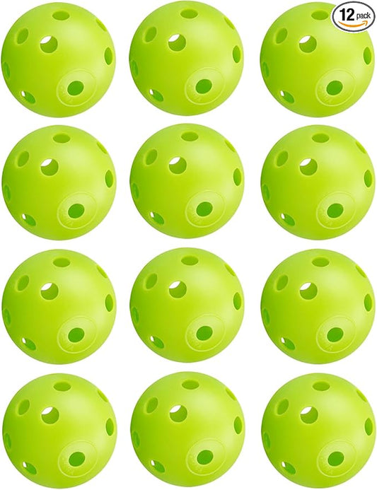 12Pcs Cat Ball Toy, Low Noise No Bells Holey Plastic Cat Balls, Funny Interactive Cats Toys for Indoor Cats, Firm Toy Balls for Kitten Puppy Ferret Bird (1.65", Green)