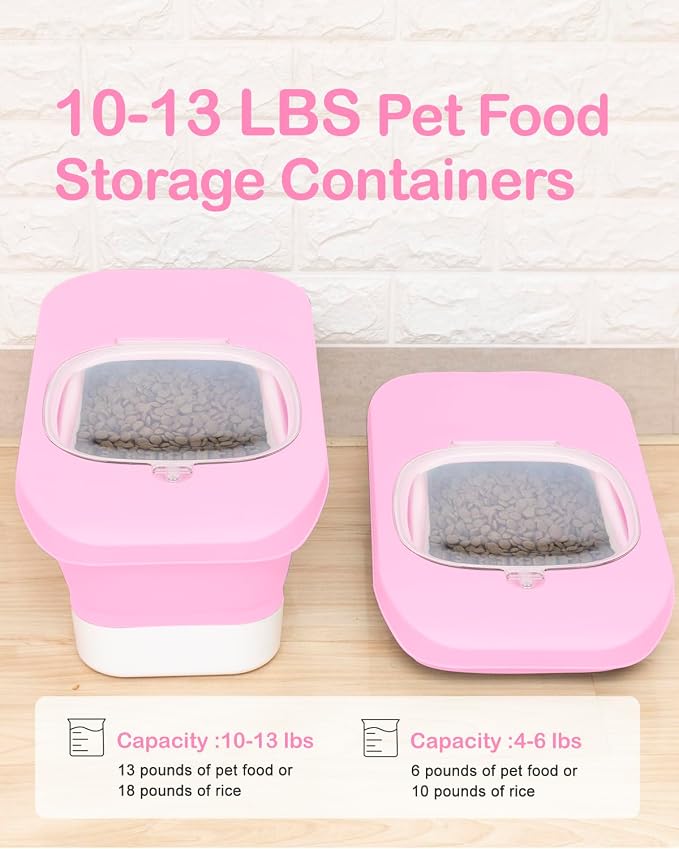 10-13Lbs Airtight Dog Food Storage Container,Collapsible Pet Food Storage | Dog Food Container with Double Airtight Seal,Cat Food Container Dry Food Fresh,Space Saving,Pest/Mouse-proof,Scoop