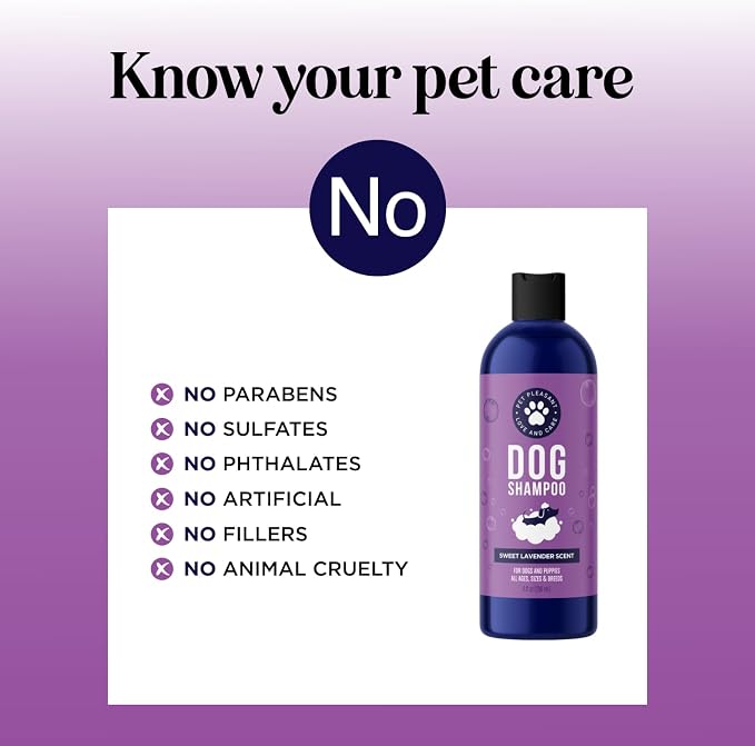 Moisturizing Oatmeal Dog Shampoo for Dry Skin - Calming Lavender Dog Shampoo with Aloe Colloidal Oatmeal and Jojoba Oil for Clean Coat & Skin Relief - Sulfate Paraben Phthalate & Dye Free (8 Fl Oz)