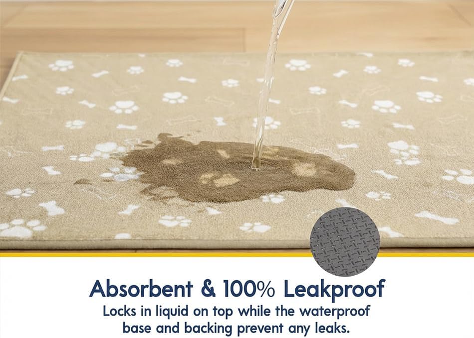 Muddy Mat® Washable Pee Pads for Dogs, Super Absorbent Reusable Puppy Pads–100% Waterproof Pee & Potty Training Pads for Pets, Non-Slip Dog Pads for Crates, Playpens and Floors - 2 Pack, Beige 36"x36"