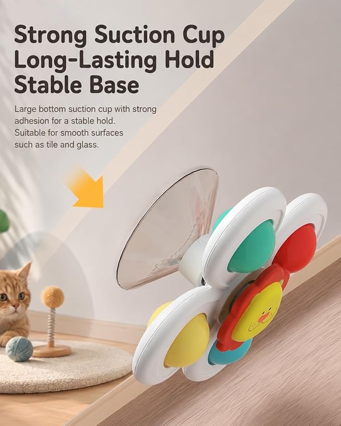 Cat Suction Cup Spinner Toy 3PCS Strong Suction 360° Spin Stick Anywhere | Window Perch Interactive Spin Windmill Swat Play Fun Exercise for Indoor Glass Tile Mirrors(Insect-Large)