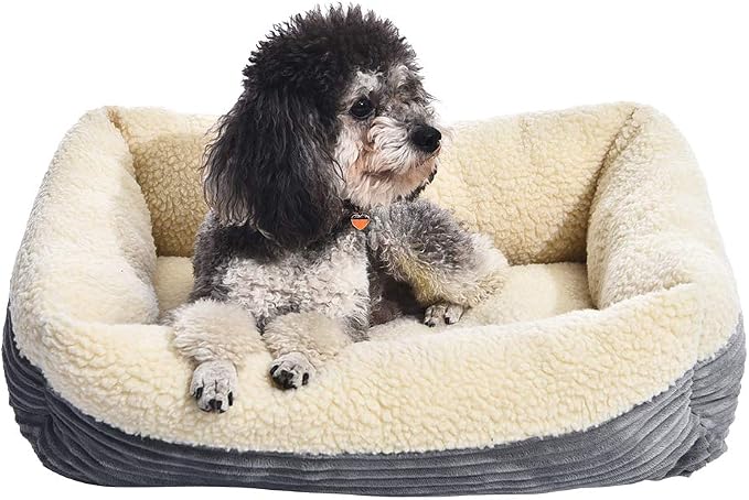 Amazon Basics Anti-Slip Self-Warming Pet Bed For Cat or Dog, Rectangle, Grey, 24"L x 20"W x 7"H