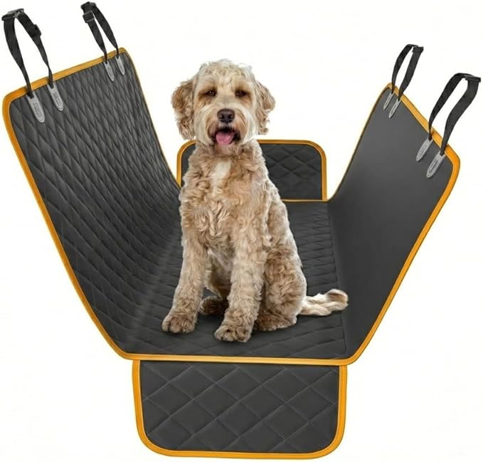 Active Pets Dog Car Seat Cover for Back Seat, Waterproof Pet Hammock Protector, Durable Nonslip Seat Protection SUV Truck, Standard 53"x56", Orange