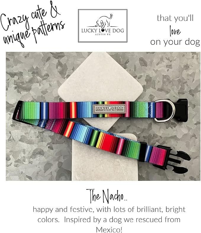 Lucky Love Dog - Adjustable Dog Collar and Leash Set with Easy Click Buckle for Small Dogs, Durable, & Comfortable Collar for Male & Female Dogs, Puppies & Adult Ones - Nacho Combo, Small