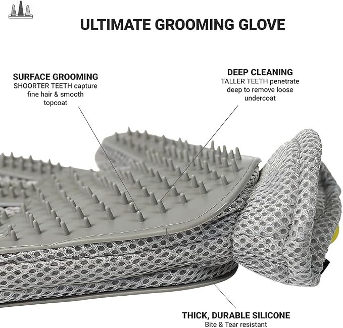 MEUOMIW - Pet Hair Remover Glove for Dogs & Cats - Deshedding Mitt & Grooming Brush - Gentle Massage Tool for Shedding Pets with Short or Long Fur - Bath Brush for Efficient Cleaning (one piece)