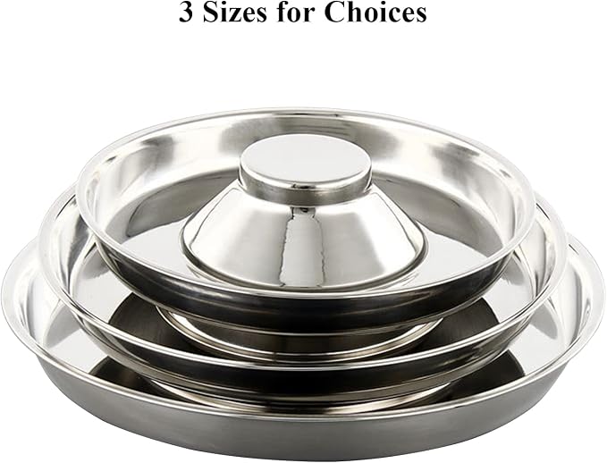 Stainless Steel Pet Bowl for Puppy and Cat, Dog Food and Water Feeding Bowl, Puppies and Kittens Weaning Bowls, Multiple Dogs and Cats Eat and Drink Together (2PC, S)