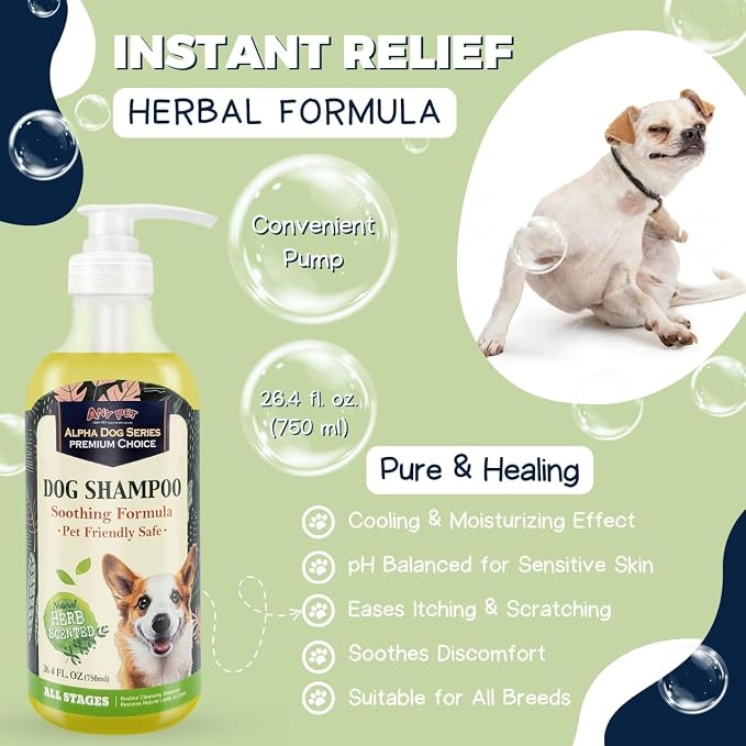 Grooming Natural Herbal Dog Shampoo, pH Balanced Shampoo for Dogs, Moisturizing Soothing Dog Shampoo for Sensitive Skin - 26.4 fl. oz. (Pack of 6)