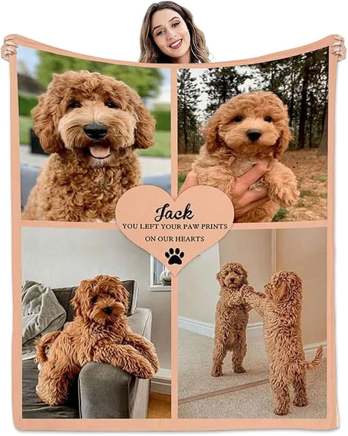 Pamaheart Custom Dog Face Blankets, Personalized Pet Photo Blanket, Fleece Dog Blankets, Customized Photo Throws, Dogs Dad Gifts, Pet Lover Gifts, Memorial Gift /34