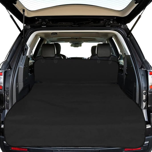 F-color SUV Cargo Liner for Dogs - Waterproof Pet Cargo Liner, Comfort Dog Cargo Cover with Bumper Flap Protector, Scratchproof for Large SUVs Sedans Trunks Vans, Black