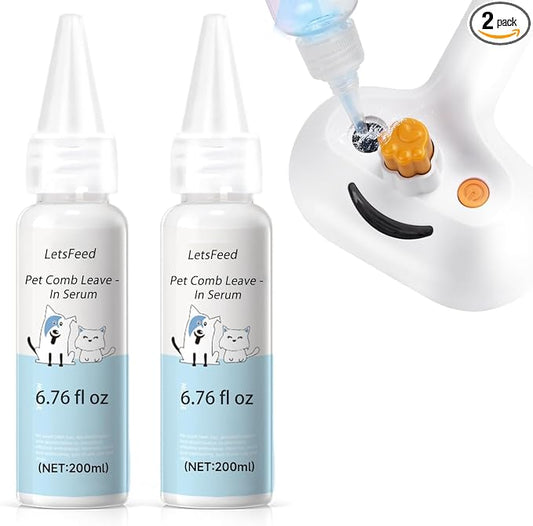Pet Steam Brush Spray Refill for Dogs & Cats – Concentrated Waterless Shampoo, 3-in-1 Pet Comb Leave-in Serum, Self Cleaning Pet Comb for Shedding & Hair Removal, 2*Shampoo(Steam Brush Not Included)
