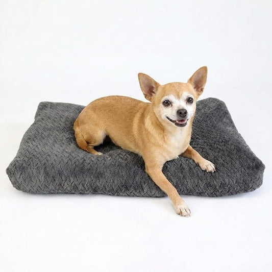 Small Dog Bed for Crate,22 Inch Washable Dog Crate Pad for Dog Cages,Soft Jacquard Flannel Puppy Kennel Bed with Anti-Slip Bottom,Fluffy Dog Mat for Small Dogs,Deep Grey