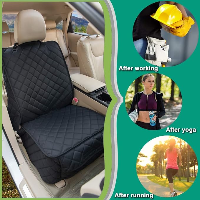Waterproof Front Seat Cover Dog Car Seat Covers Nonslip and Full Protection with Side Flaps Fits Most Cars, Trucks, SUVs(Black, 2Pack)