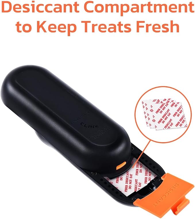 Clink Design Dog Training Clicker & Dog Clicker with Treat Storage, Black | Clicker Dog Trainer, Compact Dog Clicker for Puppy Training or Cat Clicker, 2.36 oz