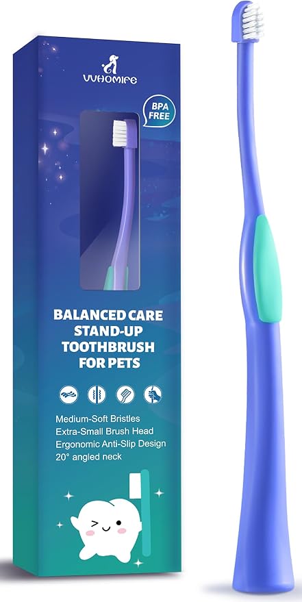 Deep-Clean Pet Toothbrush for Cats & Small Dogs, 20° Grip | Medium-Soft Care. Better Plaque Lift. Hygienic Standing Base. Secure 20° Grip. Daily Brushing Comfort.