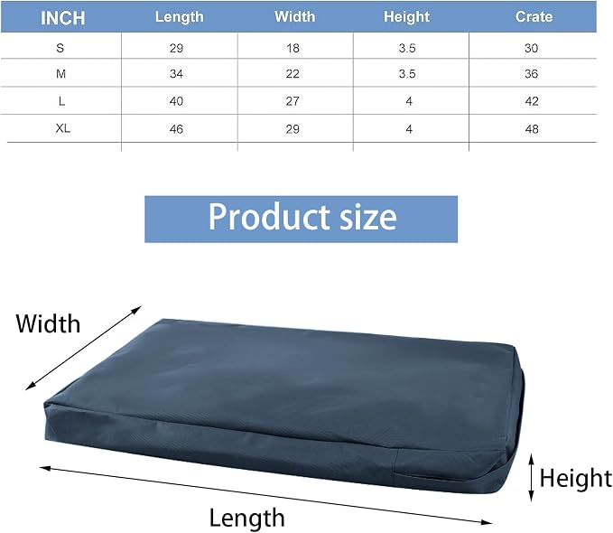 Waterproof Dog Bed Cover Replacement for 42 Inch Wire Crates, Heavy Duty Oxford Fabric Pet Bed Sleeve with Zipper, Washable & Durable Mattress Protector for Puppy, 40" L x 27" W x 4" H (Cover Only)