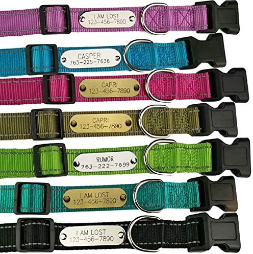 SINYUDUN Personalized Reflective Dog Collars with Customized ID Tags