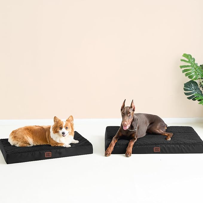 EHEYCIGA Orthopedic Dog Bed Large with Removable Washable Cover, 41IN Black | Egg Crate Foam Support, Durable Oxford fabric, Non-Slip Bottom, Machine Washable, Soft Waterproof Plush Pet Bed Mat For Crate