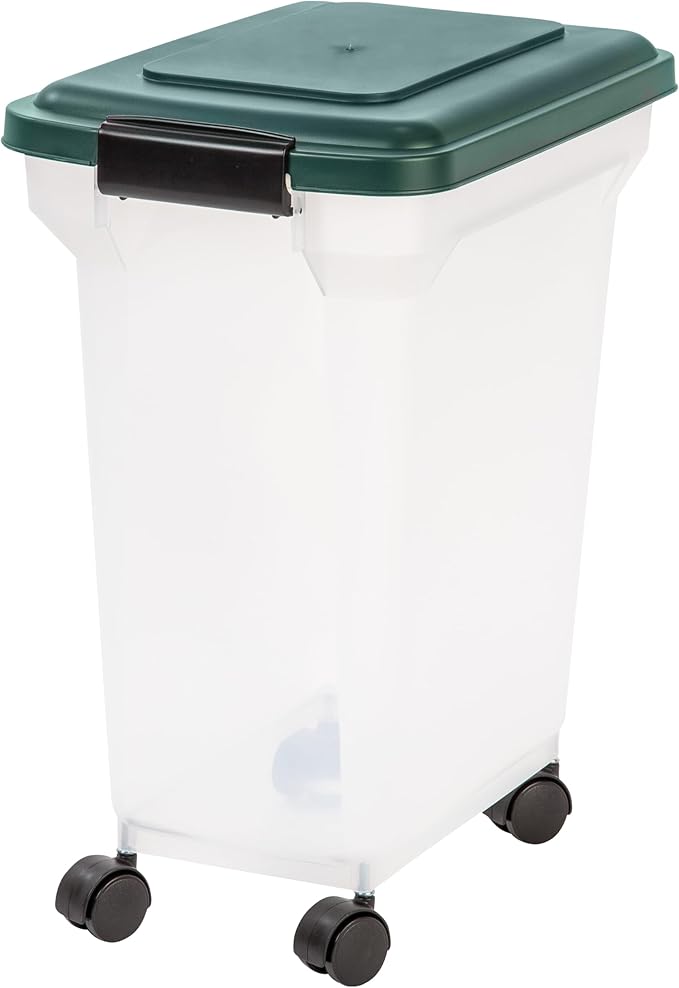 IRIS USA Airtight Pet Food Container, Up to 22 lbs, Green | Made in USA, BPA-Free, Rolling Wheels