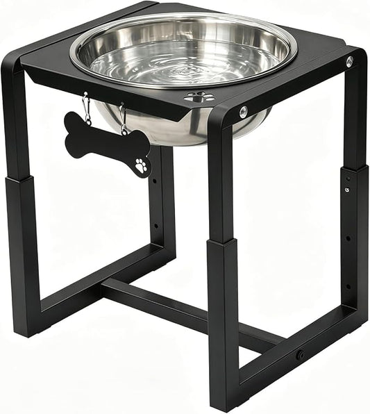 Metal Elevated Dog Bowls, Raised Dog Bowls for Medium/Large Breeds with One 111oz Stainless Steel Water Bowls, 3 Adjustable Height (8.8"/11.5"/14") Dog Bowl Stand Protect Neck & Joints