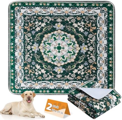 KOOLTAIL Washable Pee Pads for Dogs, 2 Pack Super Absorbent Reusable Puppy Training Pads Waterproof, Nonslip and Leak-Proof Dog Pee Pads, Large Pet Mats Whelping Pads for Floor, Crate, Couch 36*41