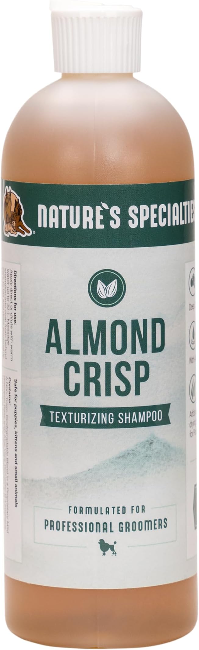 Nature's Specialties Almond Crisp Ultra Concentrated Dog Shampoo for Pets, Make up to 4 Gallons, Natural Choice for Professional Groomers, Texturizing and Volumizing, Made in USA, 16 oz