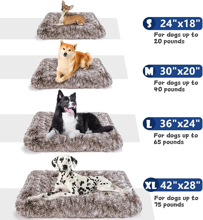 Dog Bed Crate Pad Plush Soft Dog Crate Bed for Medium Dogs and Cats Washable Anti-Slip Kennel Crate Mats for Sleeping and Anti Anxiety M