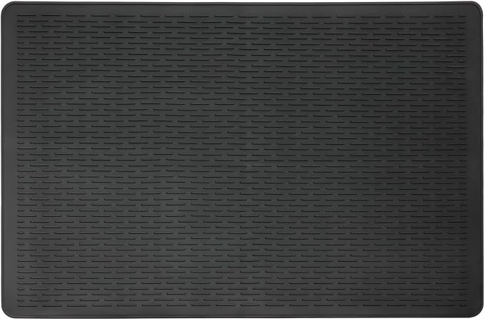 Cat Litter Mat, 39x27in Litter Box Mat Fits 1-2 Litter Boxes, Black | Large Litter Trapping Mat, Rubber Cat Mat with Raised Edges & Textured Surface, Non-Slip Bottom, Washable Easy Clean