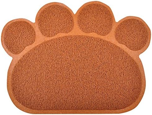 DM Paw-Shaped Large Cat Litter Box Mat, 23.5x17.5 Inches (Coffee)