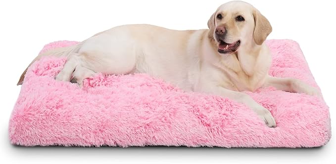 Large Dog Bed Pink, Washable Crate Pad 36", Plush Pet Mats for Sleeping | Ultra Soft Cozy, Machine Washable, Anti-Slip Bottom, Kennel Pad 35*23", Easy to Care, Girl Princess