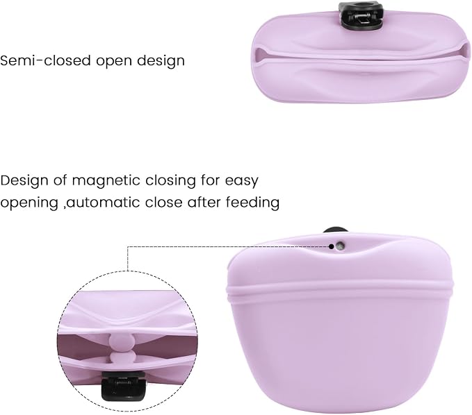 AUDWUD Silicone Dog Treat Pouch with Clicker Magnetic Closure Secure Clip | Upgraded clip keeps your treat pouch secure during training.Magnetic closure allows fast one hand access.Includes dog click
