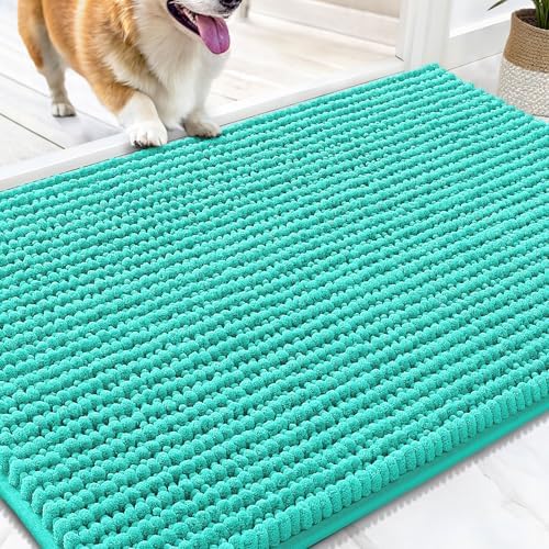 OLANLY Dog Door Mat for Muddy Paws 30x20, Extra Absorbent Chenille Mud Mat