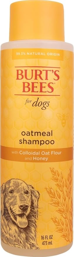 Burts Bees for Pets Oatmeal Dog Shampoo with Honey, Unscented, 16 Fl Oz | Soothing colloidal oat flour formula for itchy, sensitive dog skin, pH-balanced and sulfate-free for regular use