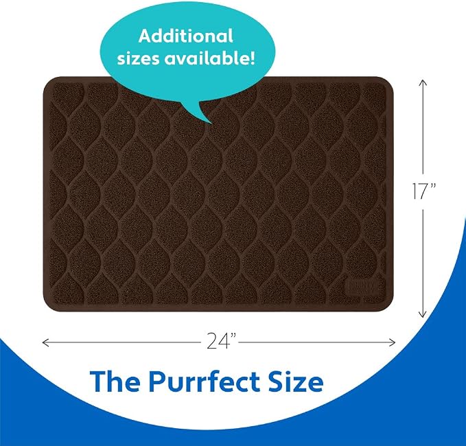 MIGHTY MONKEY Waterproof BPA Free Cat Litter Box Trapping Mat, Easy Clean Floors, Textured Backing, Soft on Sensitive Kitty Paws, Cats Accessories, Less Waste, Stays in Place, 24x17, Chocolate