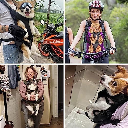 PetBonus Pet Front Dog Carrier Backpacks, Adjustable Pet Backpack, Legs Out Easy-fit Puppy Chest Carrier for Medium Small Dogs, Hands Free for Hiking, Cycling (Army Green, L)
