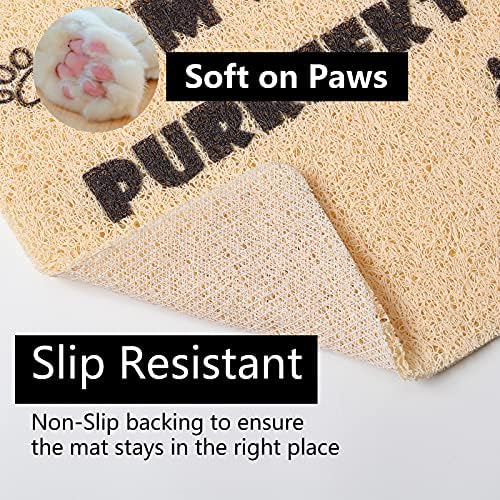 Cute Cat Litter Trapping Mat 24”x16”, Traps Mess from Litter Box and Pet Food Bowl, Soft on Kitty Paws, Easy Clean, Anti Slip, Pet Accessories, Door Floor mats - Lazy Panda