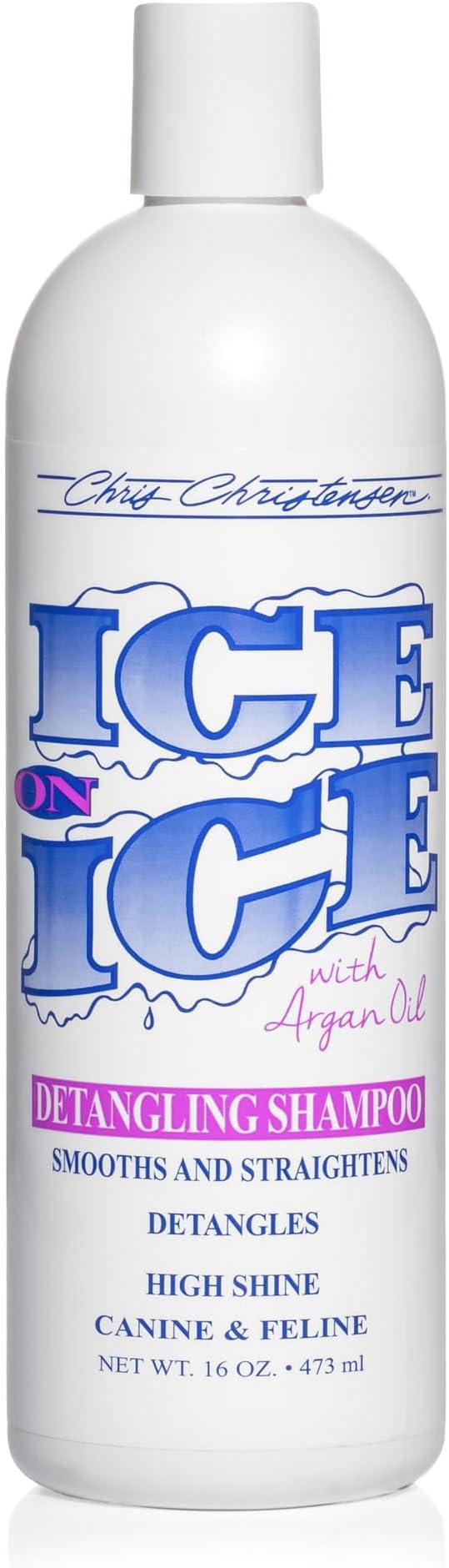 Chris Christensen Ice on Ice Strengthening Dog Shampoo, Groom Like Professional, Revives Dry, Damaged Coats & Strands, All Coat Types Made in USA 16oz