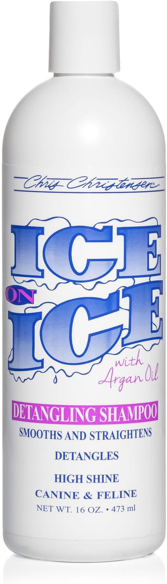 Chris Christensen Ice on Ice Strengthening Dog Shampoo, Groom Like Professional, Revives Dry, Damaged Coats & Strands, All Coat Types Made in USA 16oz
