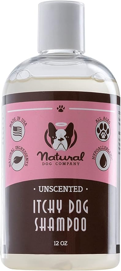 Natural Dog Company Itchy Dog Shampoo for Dogs – Hypoallergenic Dog Shampoo for Itchy Skin Relief, Aloe Vera, Jojoba, Sea Kelp, Lavender & Eucalyptus, Sulfate & Paraben Free, 12 oz