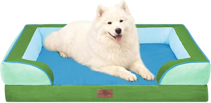 Comfort Expression Orthopedic Dog Beds for Large Sized Dog with Bolster | Waterproof Dog Couch Bed with Washable Cover & Non-Slip Bottom, Supportive Egg Crate Foam Large Pet Bed, 36x27 Inch