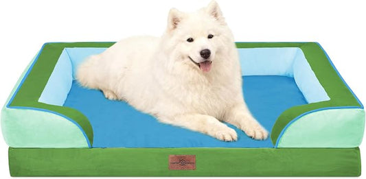 Comfort Expression Orthopedic Dog Beds for Large Sized Dog with Bolster | Waterproof Dog Couch Bed with Washable Cover & Non-Slip Bottom, Supportive Egg Crate Foam Large Pet Bed, 36x27 Inch