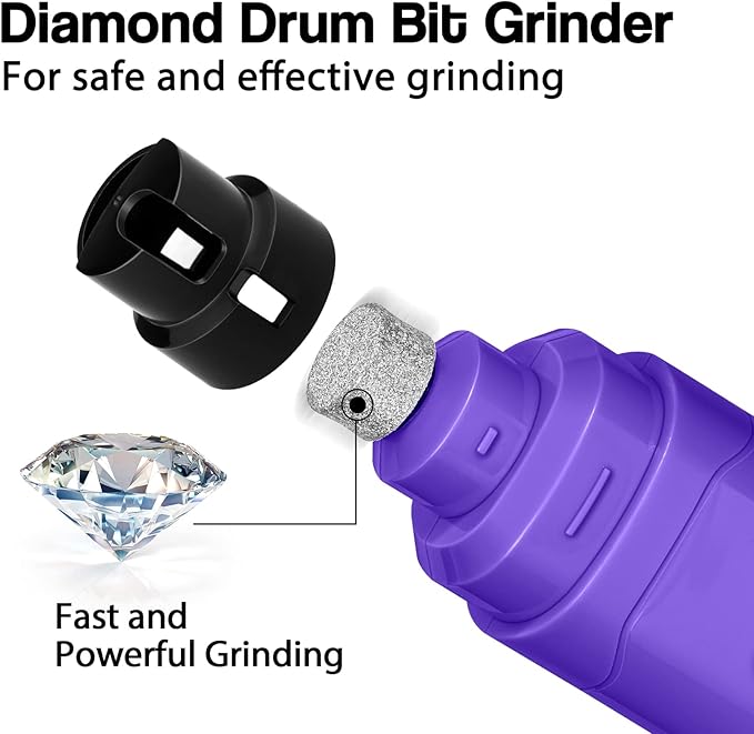 Casfuy Dog Nail Grinder Upgraded - Professional 2-Speed Whisper-Quiet Electric Pet Nail Trimmer Painless Paws Grooming & Smoothing for Small Medium Large Dogs & Cats (Purple)