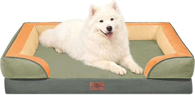 Comfort Expression Orthopedic Dog Beds for Large Sized Dog with Bolster | Waterproof Dog Couch Bed with Washable Cover & Non-Slip Bottom, Supportive Egg Crate Foam Large Pet Bed, 36x27 Inch