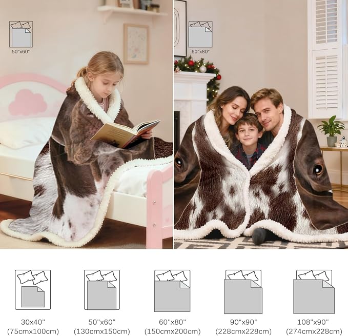 BlessLiving Dog Sherpa Blanket Soft Plush German Shorthair Sherpa Fleece Throw Blanket Pet and Dog Lovers Home Throw Blankets (Twin, 60 x 80 Inches)