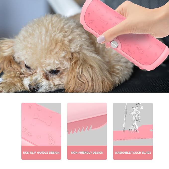 Dog and Cat Deshedding Brush for Short Hair Pets, Pink | Metal shedding blade for loose fur, short to medium coats and daily grooming