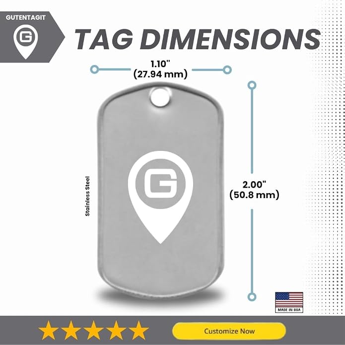 Medical Alert Dog Tag Custom Engraved Medic ID Military Dog Tag with Silencer